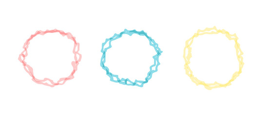 Vector set of colorful abstract frames. Trendy design. Round elements colored in overlap style, isolated on white background