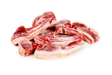 Flat layout of lamb chops pile lying on the ground