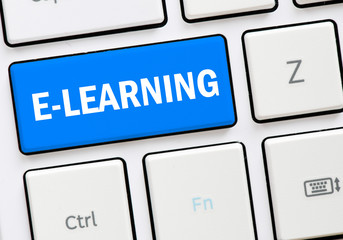 E-learning concept - keyboard with e-learning button