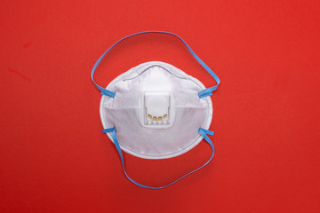 Medical mask on red background, Corona protection