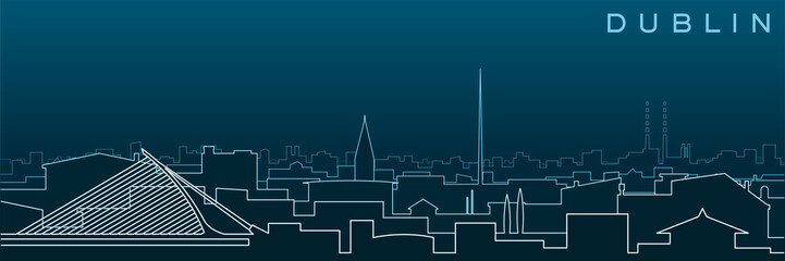 Fototapeta premium Dublin Multiple Lines Skyline and Landmarks