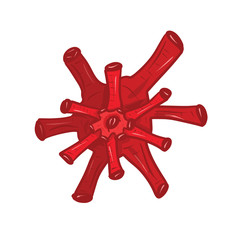Red virus isolahted on white background. Simple vector illustration in cartoon style.