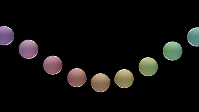 Milky pastel colors balls waving in a sin equation satisfying to watch 3D animation