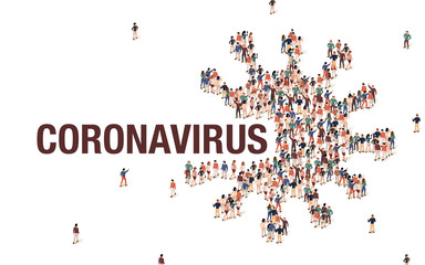 Group of people in shape of coronavirus form. Covid-19 infection epidemic or pandemic.