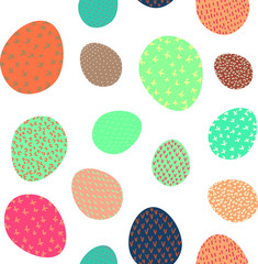 Easteren eggs collorfull  modern vector seamless pattern. For textile, wrap paper, cards banner design.