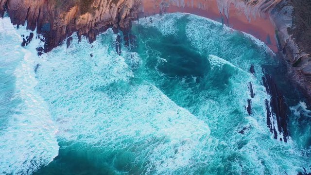 Aerial view of Tagle beach, El SableTagle, Suances Municipality, Cantabrian Sea, Cantabria, Spain, Europe