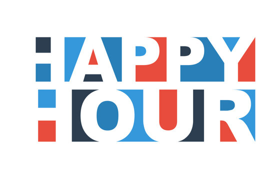 colorful vector illustration banner happy hour