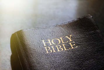 Holy Bible with light flare.