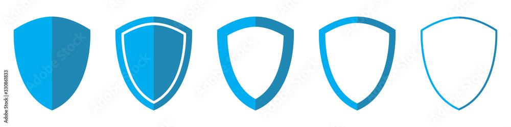 Wall mural vector shield in flat style. set of shield icons