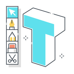 Design interface related color line vector icon, illustration