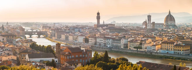 Photo sur Plexiglas Florence Vue aérienne panoramique de Florence au coucher du soleil