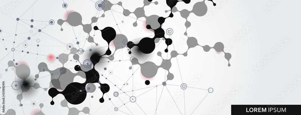 Aufkleber vector abstract with connection molecules, atoms and dna background