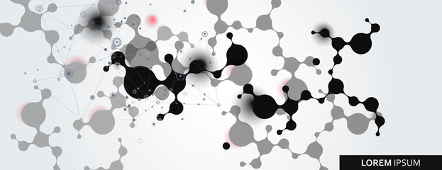 Vector abstract with connection molecules, atoms and DNA background