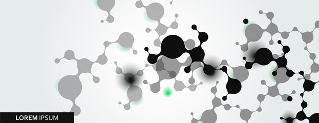 Vector illustration with molecules connection pattern on simple banner beckground