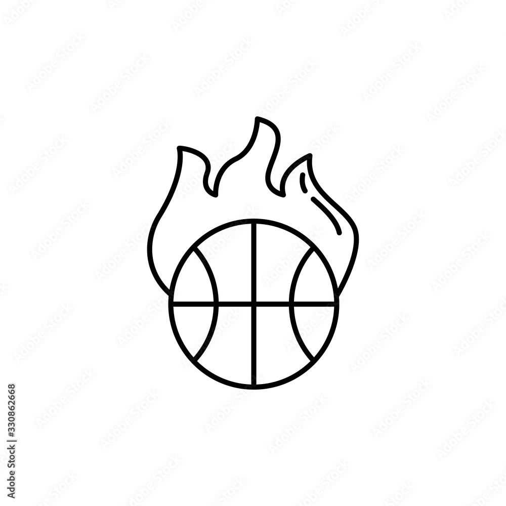 Poster fire icon. simple line, outline vector elements of basketball for ui and ux, website or mobile appli