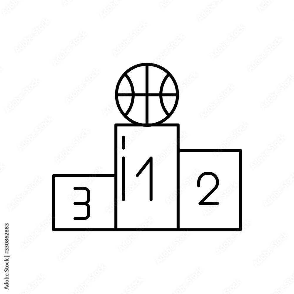 Poster podium, winner icon. simple line, outline vector elements of basketball for ui and ux, website or mo