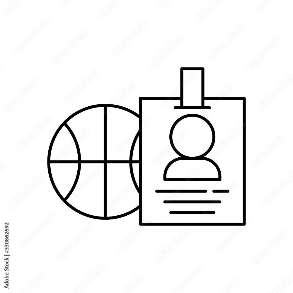 Poster badge, ball icon. simple line, outline vector elements of basketball for ui and ux, website or mobil