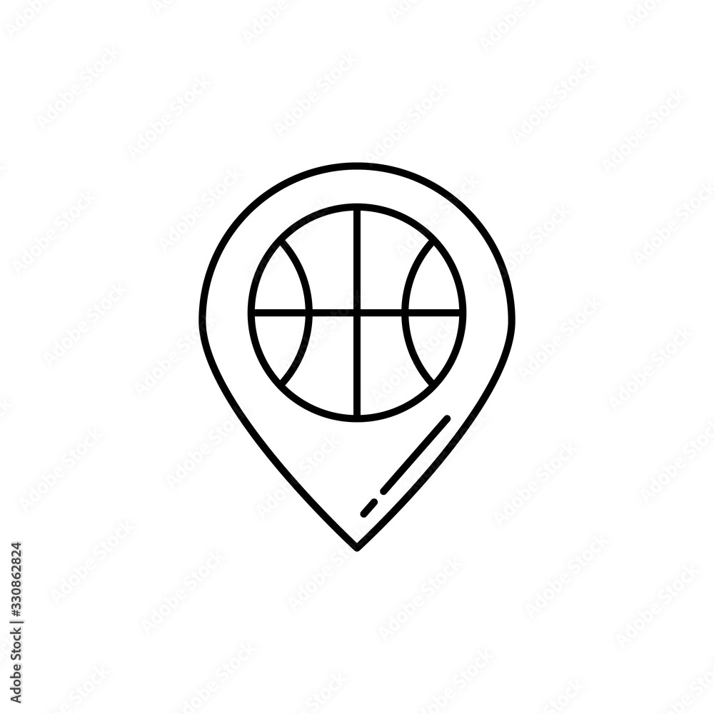 Poster location pin icon. simple line, outline vector elements of basketball for ui and ux, website or mobi