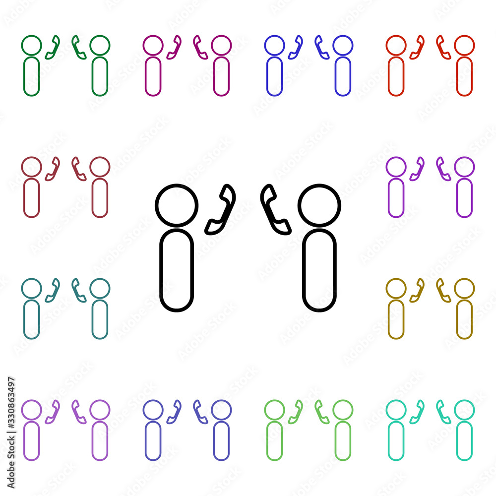 Poster telephone communication multi color style icon. simple thin line, outline vector of conferencing ico