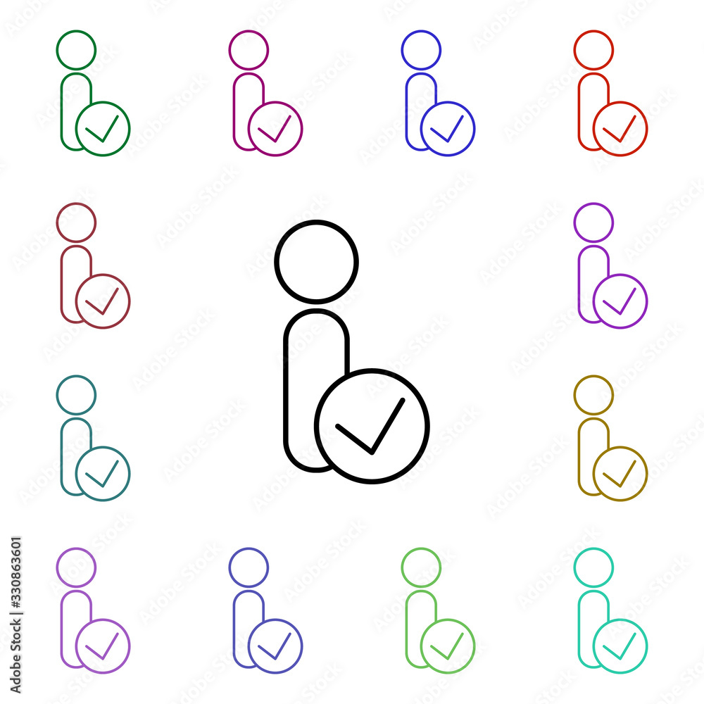 Poster approve a shot multi color style icon. simple thin line, outline vector of conferencing icons for ui