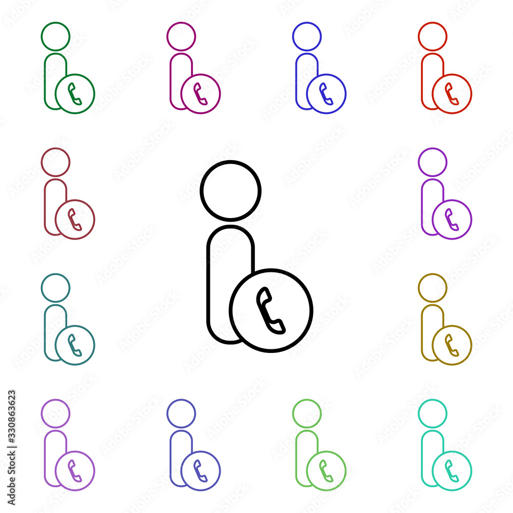 Poster call a contact multi color style icon. simple thin line, outline vector of conferencing icons for ui