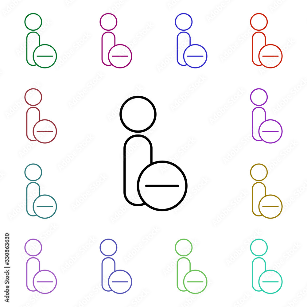 Poster delete contact multi color style icon. simple thin line, outline vector of conferencing icons for ui