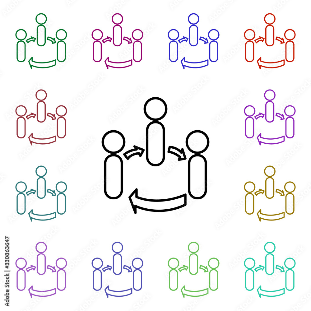 Poster the relationship of employees multi color style icon. simple thin line, outline vector of conferenci