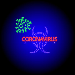 Naklejka premium neon flat icon of medicine coronavirus bacterium, n-cov, microbiology