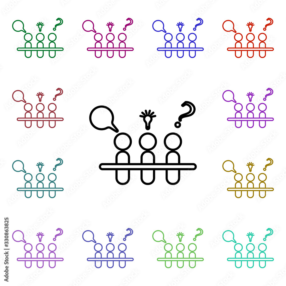 Poster focus group multi color style icon. simple thin line, outline vector of conferencing icons for ui an