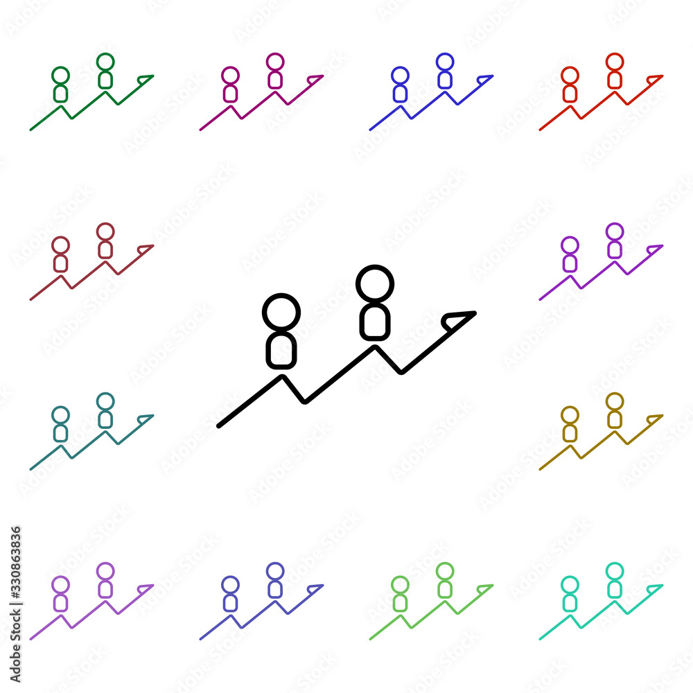 Poster employee growth schedule multi color style icon. simple thin line, outline vector of conferencing ic