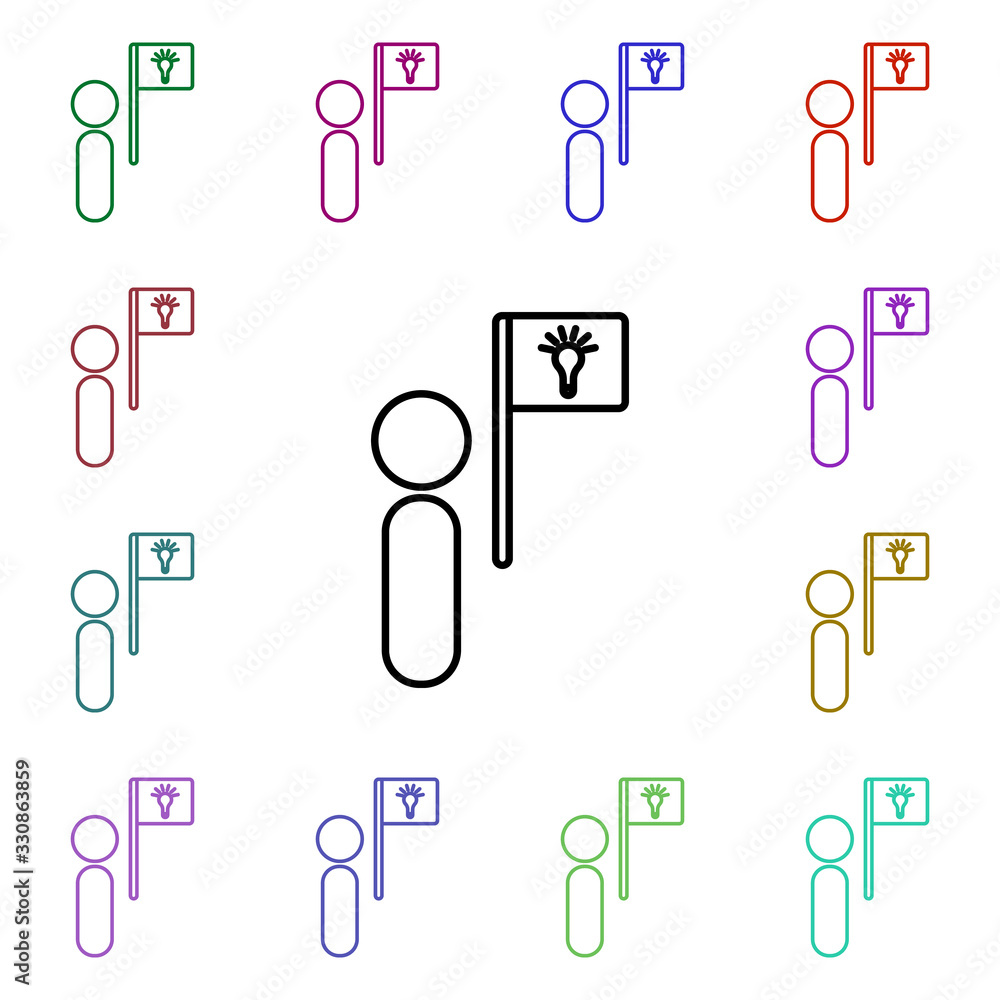 Poster ideological officer multi color style icon. simple thin line, outline vector of conferencing icons f