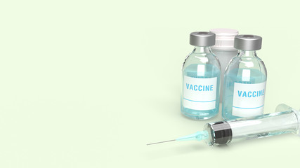 vaccine bottles  Syringe 3d rendering on white background for medical content.