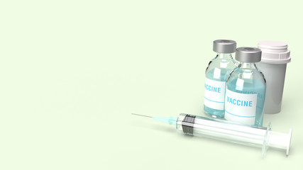 vaccine bottles  Syringe 3d rendering on white background for medical content.