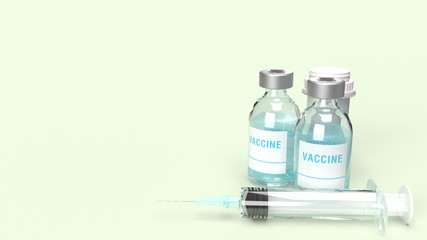 vaccine bottles  Syringe 3d rendering on white background for medical content.