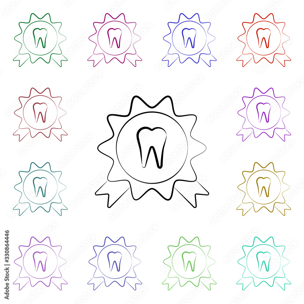 Poster award, tooth multi color style icon. simple thin line, outline vector of dentist icons for ui and ux