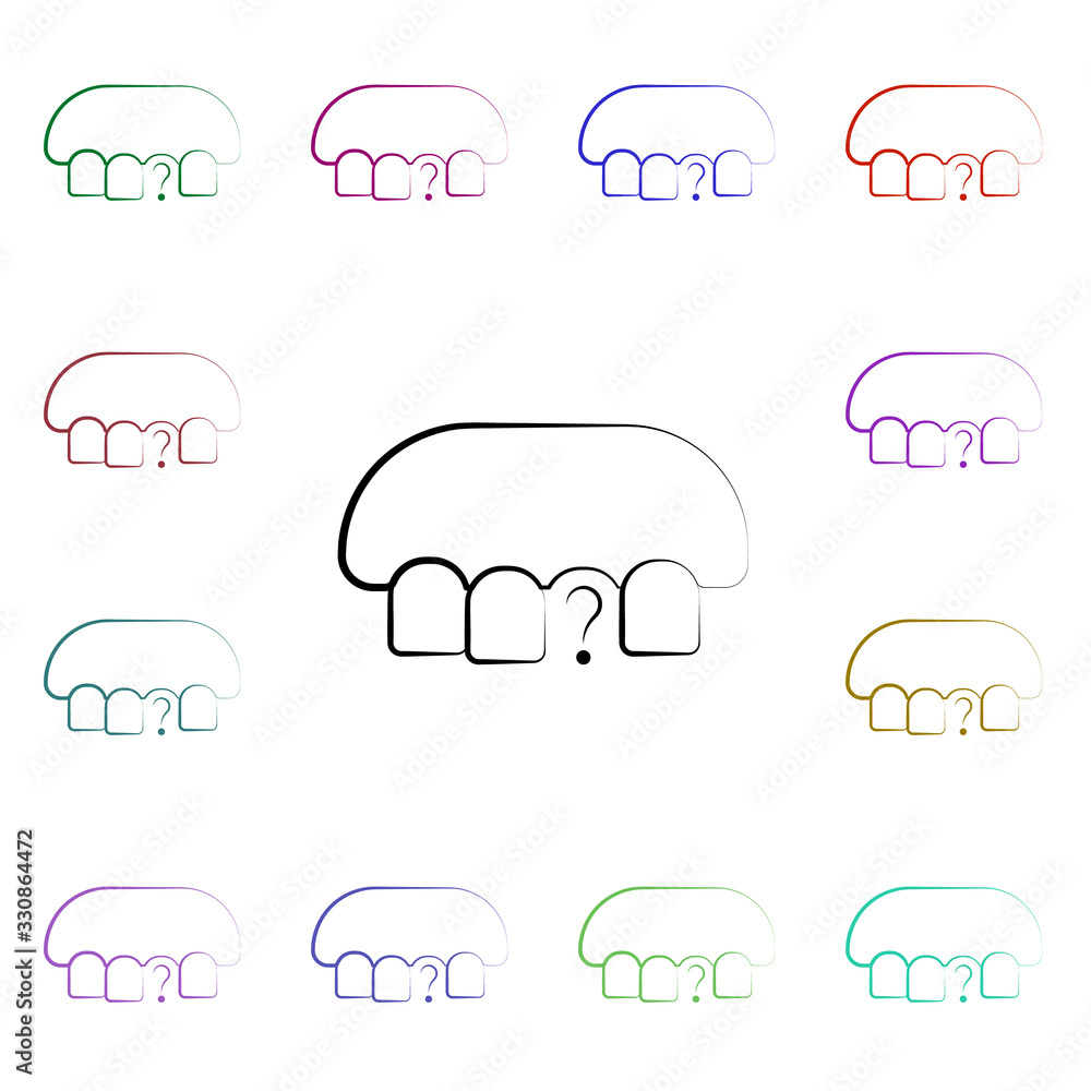 Poster broken tooth, dental multi color style icon. simple thin line, outline vector of dentist icons for u