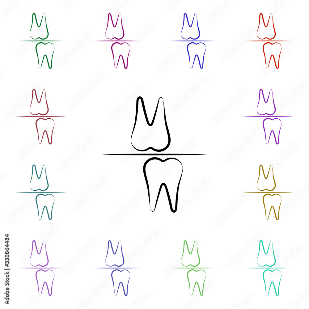 Poster bruxism, bite block multi color style icon. simple thin line, outline vector of dentist icons for ui