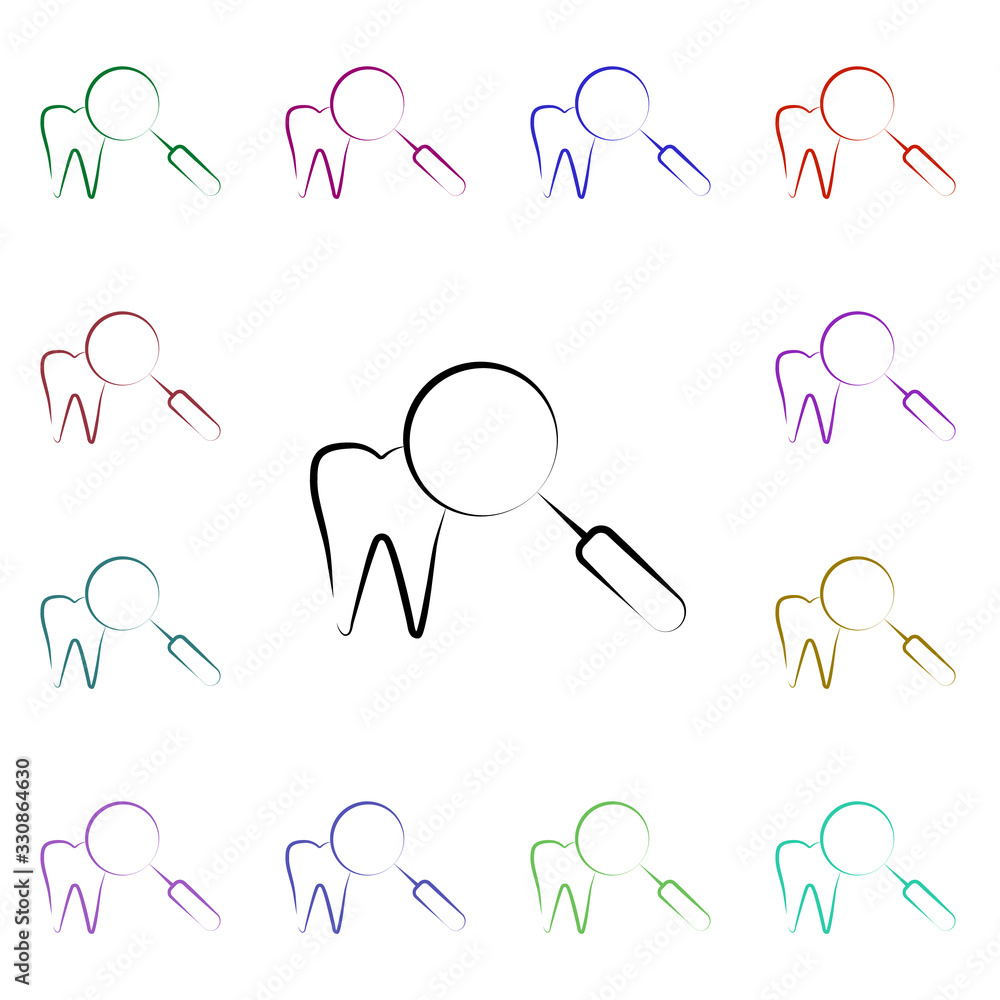 Poster dental veneers multi color style icon. simple thin line, outline vector of dentist icons for ui and 