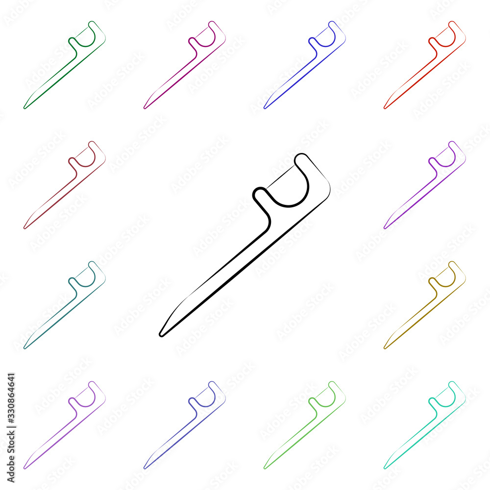 Aufkleber floss, dentistry multi color style icon. simple thin line, outline vector of dentist icons for ui an