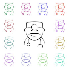 Dentist, doctor multi color style icon. Simple thin line, outline vector of dentist icons for ui and ux, website or mobile application