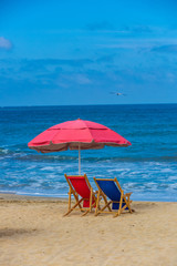 umbrella and chairs on the beach