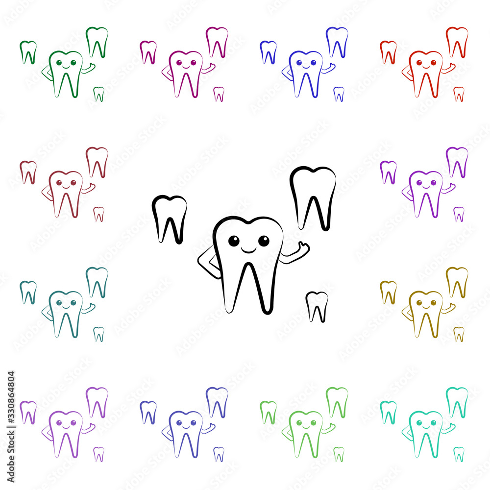 Poster smile tooth s multi color style icon. simple thin line, outline vector of dentist icons for ui and u