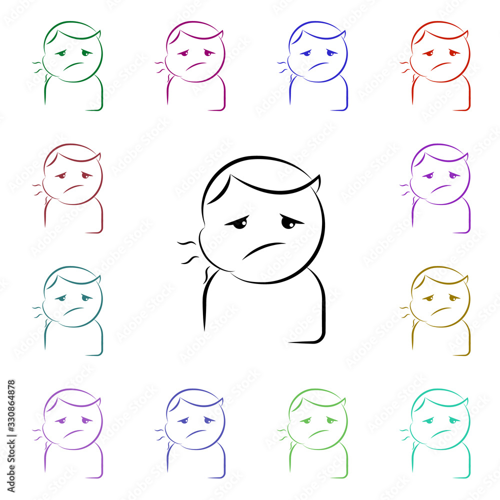 Aufkleber toothache, child multi color style icon. simple thin line, outline vector of dentist icons for ui an
