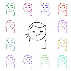 Toothache, child multi color style icon. Simple thin line, outline vector of dentist icons for ui and ux, website or mobile application