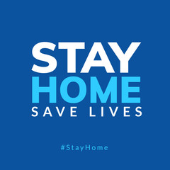 Stay Home quarantine coronavirus epidemic illustration for social media, stay home save lives hashtag
