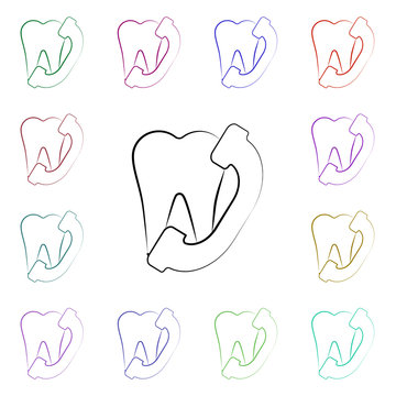 Tooth, phone, dentist multi color style icon. Simple thin line, outline vector of dentist icons for ui and ux, website or mobile application