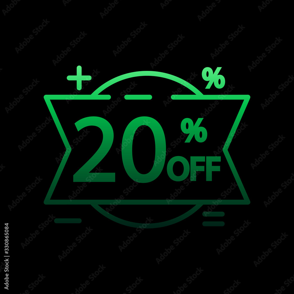 Poster sticker tag 20 nolan icon. simple thin line, outline vector of discount tag icons for ui and ux, web