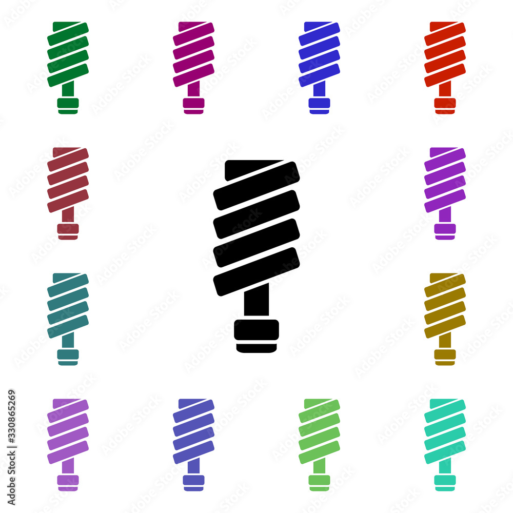 Poster efficient, electricity, lightbulb multi color style icon. simple glyph, flat vector of ecology icons