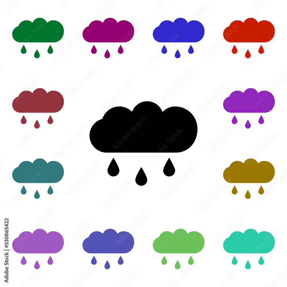 Poster cloud, forecast, rain multi color style icon. simple glyph, flat vector of ecology icons for ui and 