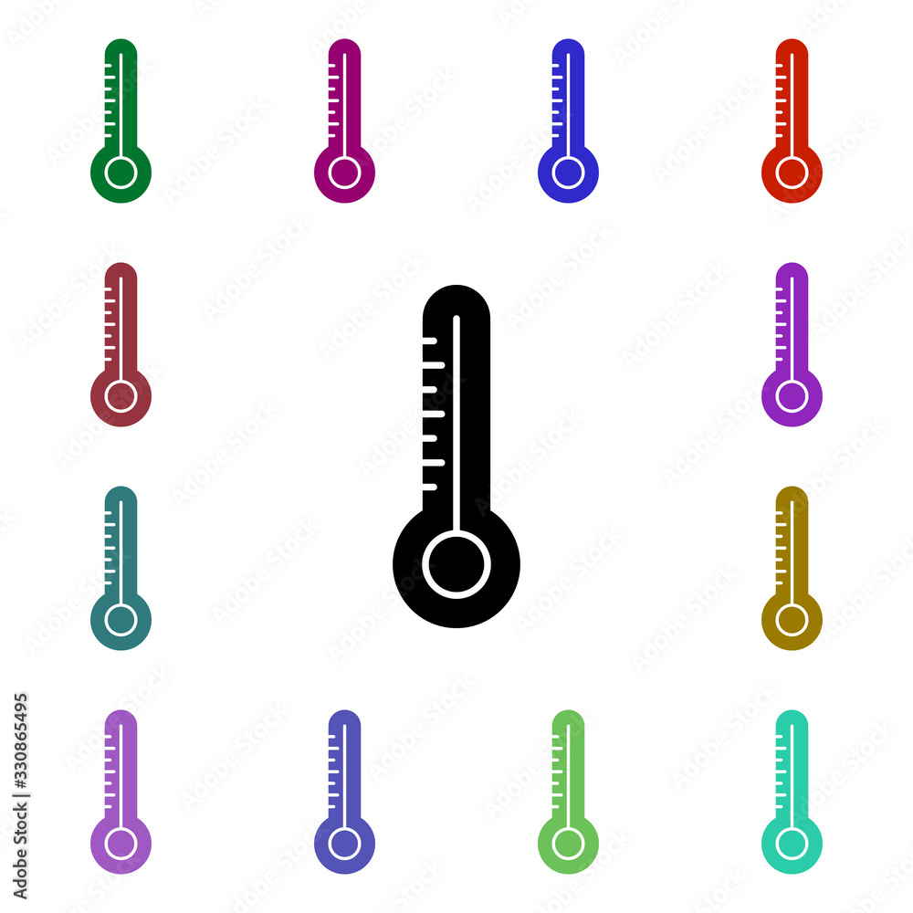 Poster thermometer, cold, hot multi color style icon. simple glyph, flat vector of ecology icons for ui and